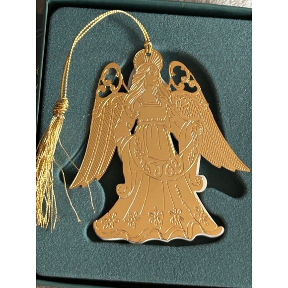 Lenox Laurels Joy Porcelain Angel and Lenox Joy Silver Christmas Tree Ornaments - Picture 4 of 12